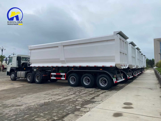 Sinotruk Blanco de 3 ejes en forma de U remolque de descarga remolque con remolque con sistema de frenado Wabco