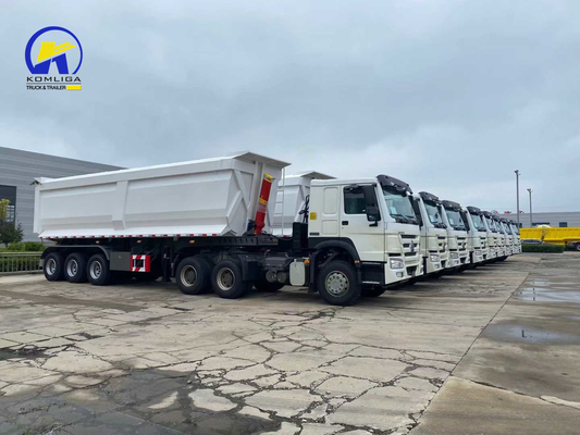 Sinotruk Blanco de 3 ejes en forma de U remolque de descarga remolque con remolque con sistema de frenado Wabco