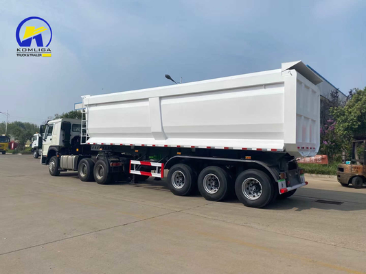 Sinotruk Blanco de 3 ejes en forma de U remolque de descarga remolque con remolque con sistema de frenado Wabco
