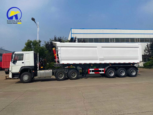 Sinotruk Blanco de 3 ejes en forma de U remolque de descarga remolque con remolque con sistema de frenado Wabco
