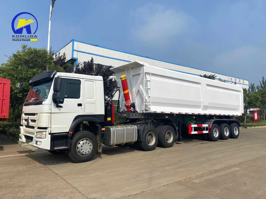 Sinotruk Blanco de 3 ejes en forma de U remolque de descarga remolque con remolque con sistema de frenado Wabco